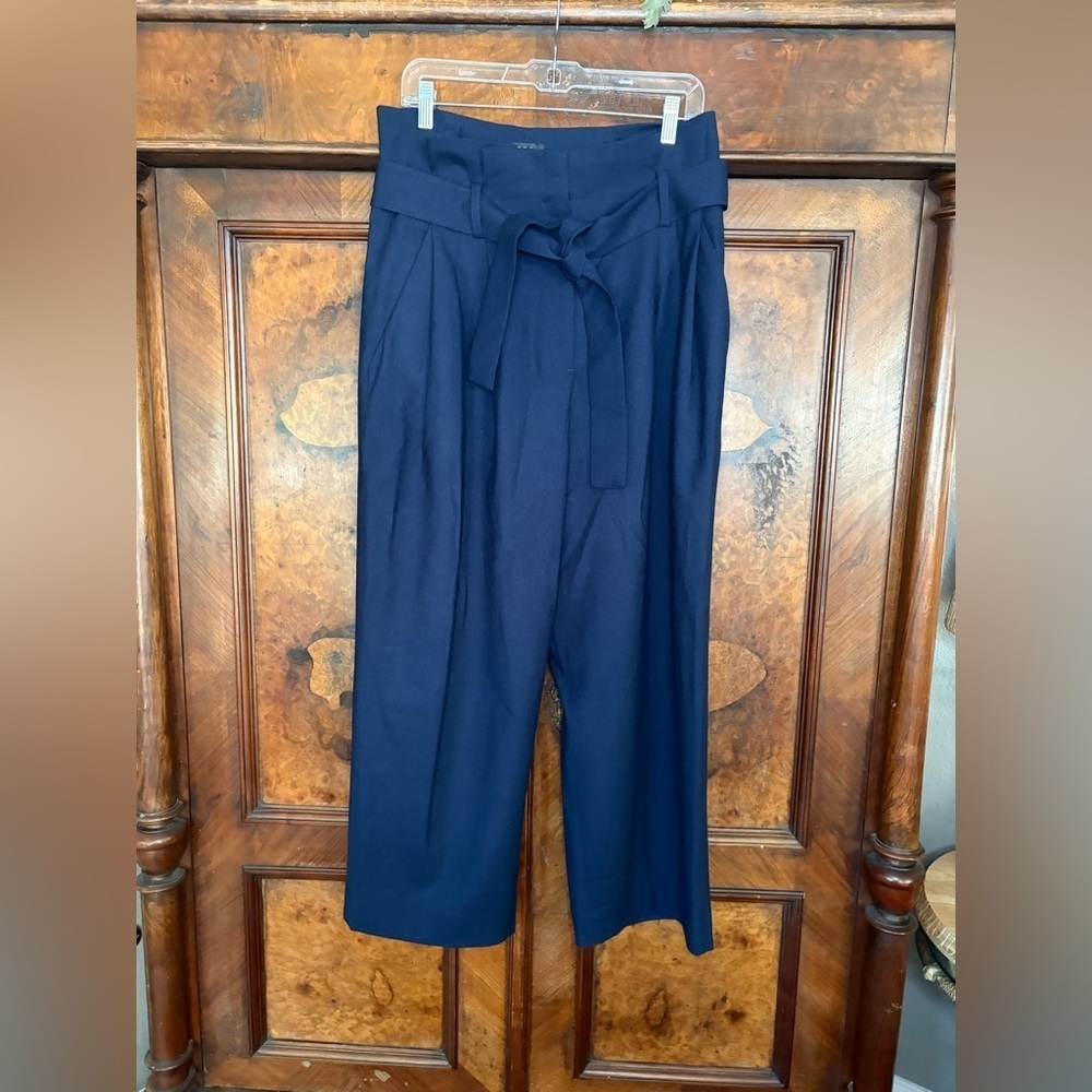 EUC COS- Wool High- Waist Self Tie Wide Leg Trousers. Size 12